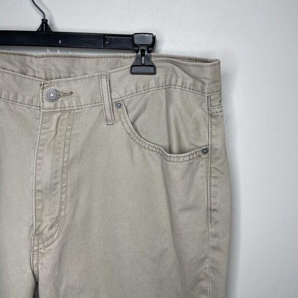 LEVIS Beige Jeans Mens 38 x 30 Straight-Leg Regular-Fit Denim Beige Stretch - Picture 2 of 7